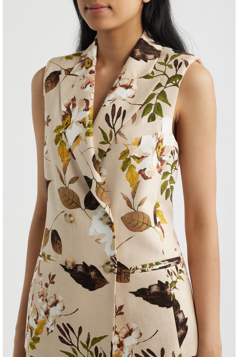 Foliage Print Vest, Alternate, color, SAND FLORAL