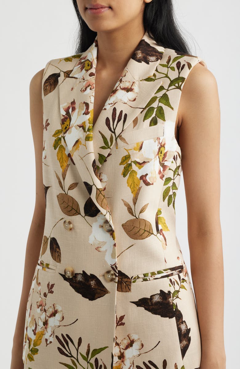 Tahari ASL Foliage Print Vest, Alternate, color, Sand Floral