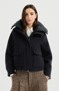 Brunello Cucinelli Hand-crafted outerwear jacket in virgin wool and cashmere double cloth with detachable Thermore®-padded vest