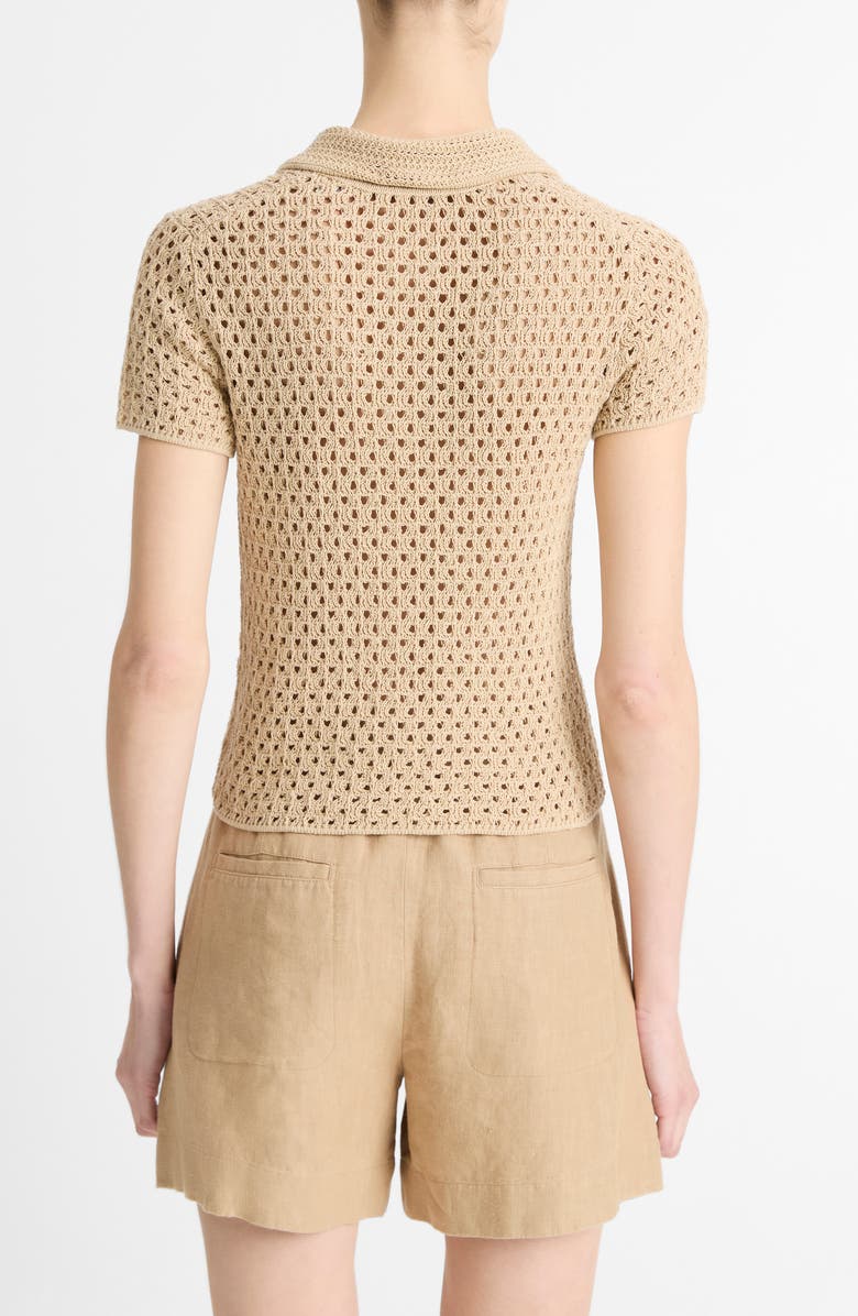 Vince Open Stitch Cotton Johnny Collar Sweater, Alternate, color, Pale Nut