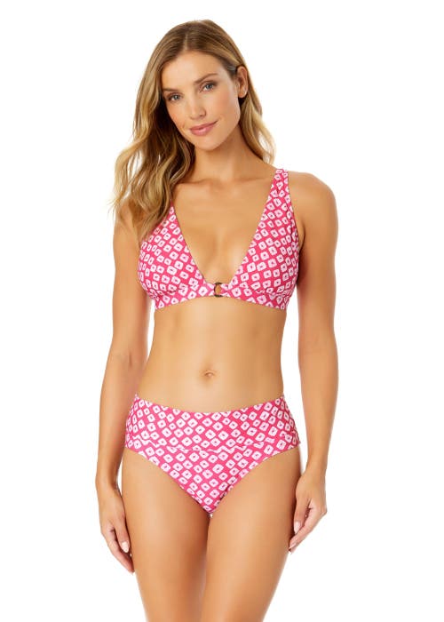 ANNE COLE SHIBORI GEO RING PLUNGE TRIANGLE BIKINI SWIM TOP