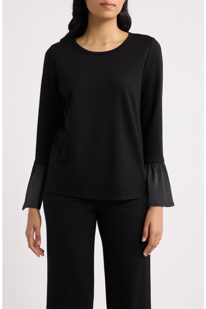 Ruffle Cuff Top, Main, color, ANNE BLACK