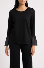 AK ANNE KLEIN Ruffle Cuff Top