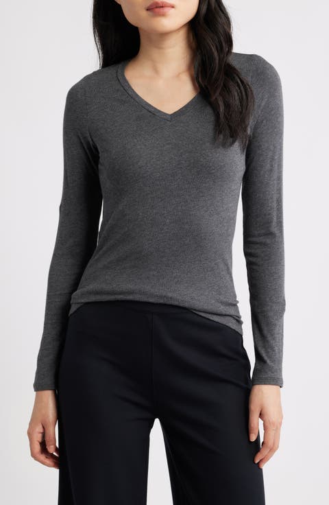 V-Neck Long Sleeve T-Shirt