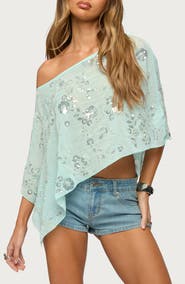EDIKTED Triana Bead & Sequin Poncho