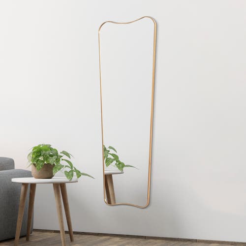 Jonathan Y Alfie Rectangular Metal Framed Wall Mounted Full-length Mirror In Gold