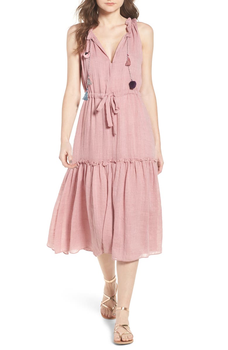 MISA Los Angeles Nicolleta Tie Waist Midi Dress, Main, color, 