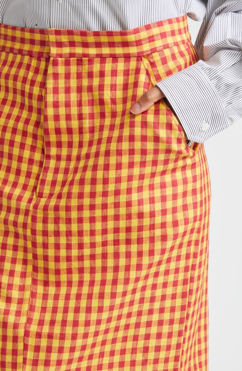 ZANKOV Luduvine Check Linen Maxi Skirt, Alternate, color, Cherry/ Yellow Multi