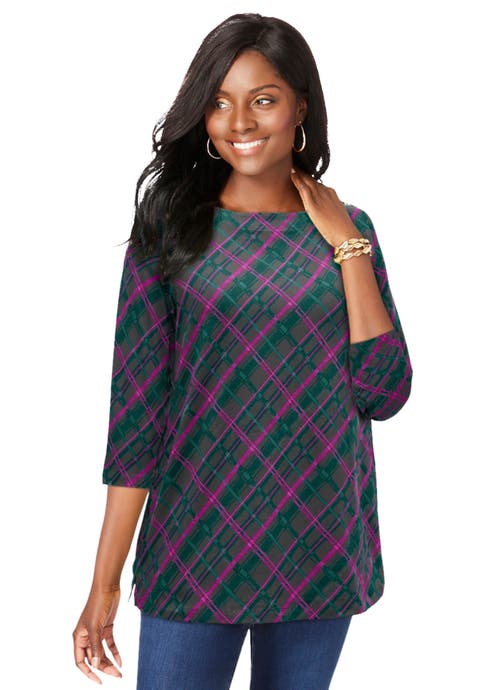 Stretch Cotton Boatneck Tunic (Plus Available)