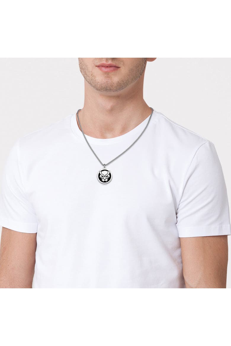 Black Panther Stainless Steel Pendant Necklace, 22" Ball Chain, Alternate, color, Silver