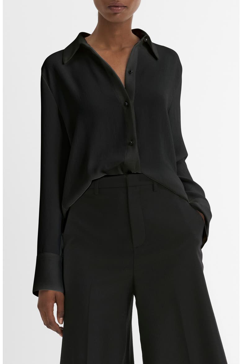 Pearly Button Shirt, Main, color, BLACK