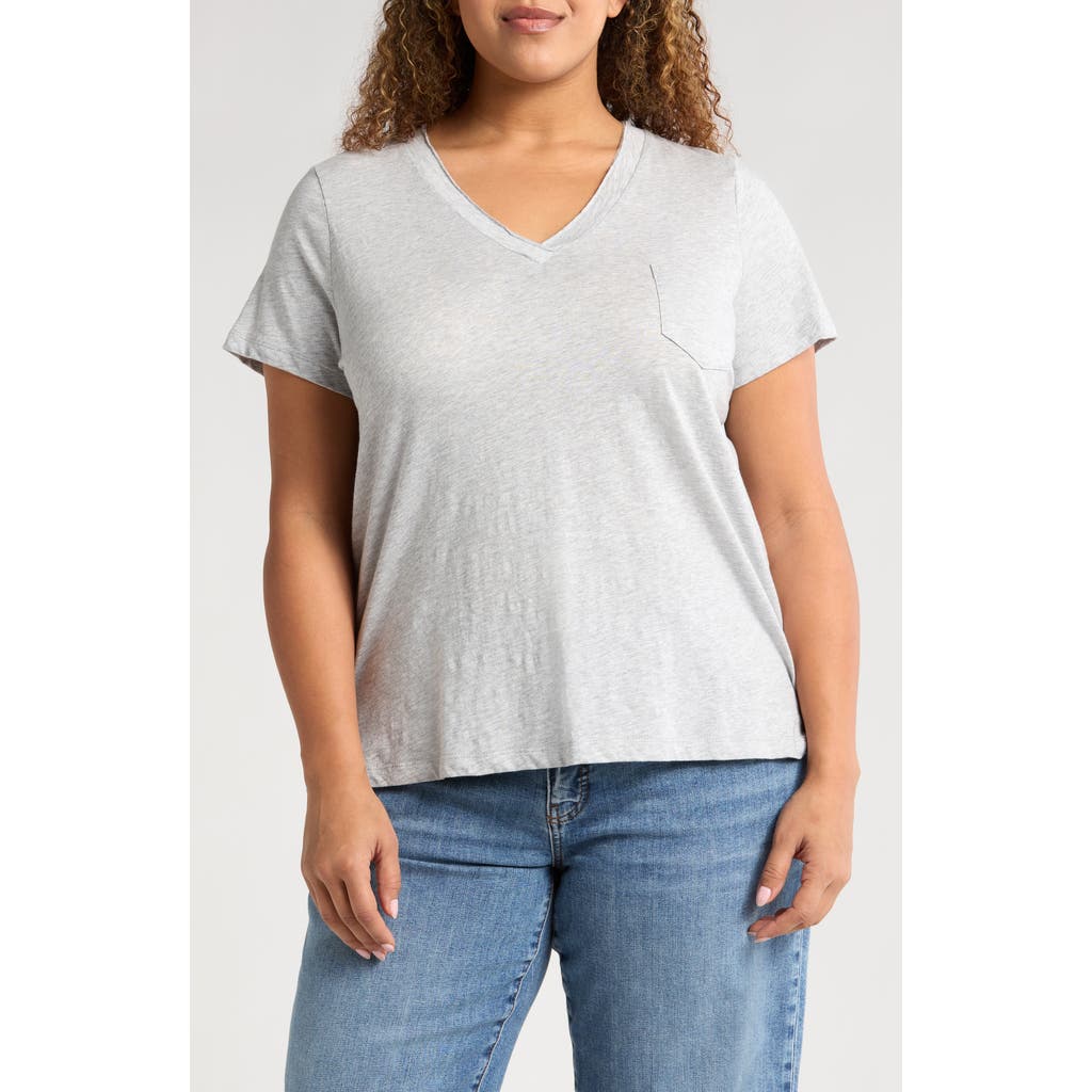 Caslonr Caslon(r) Short Sleeve Cotton & Modal V-neck Pocket T-shirt