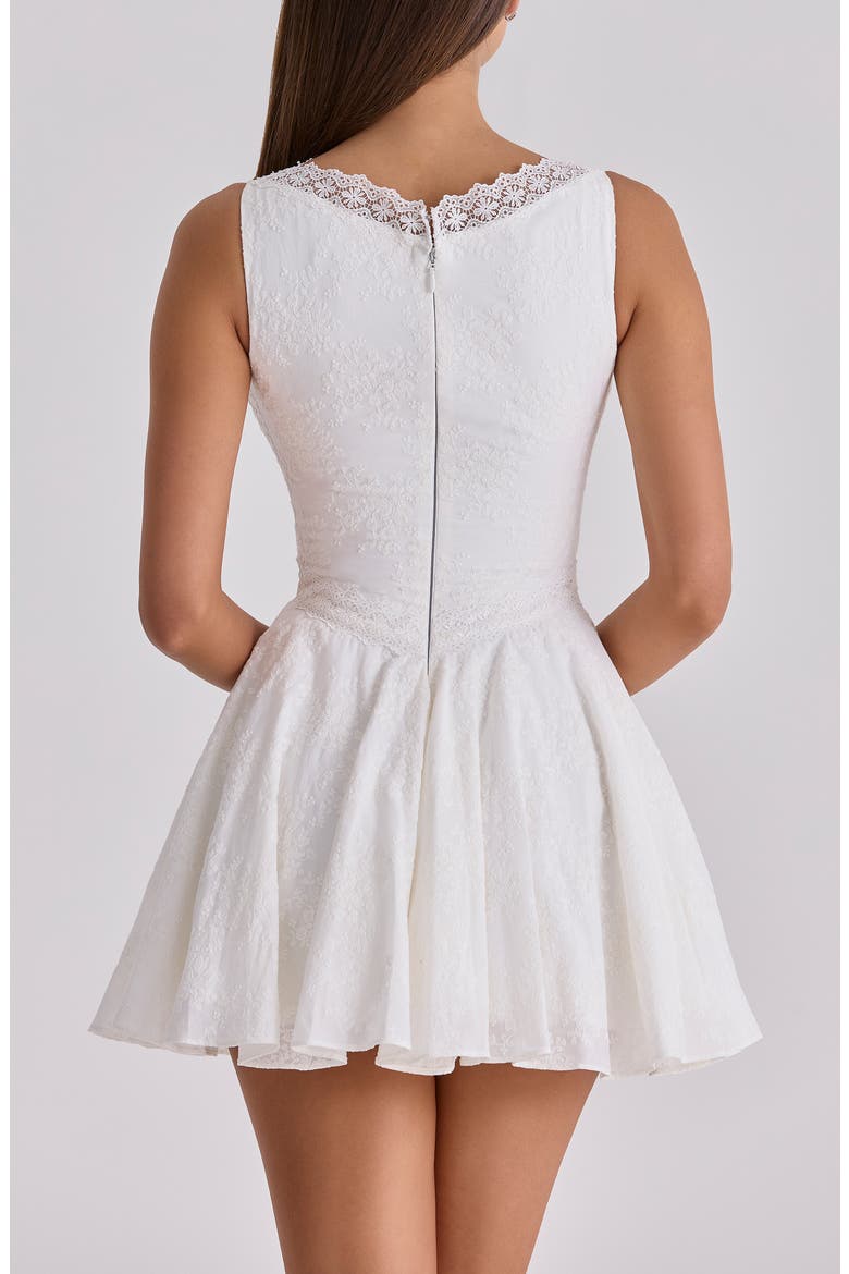 Scarlett Floral Embroidery Cotton Cocktail Minidress, Alternate, color, WHITE