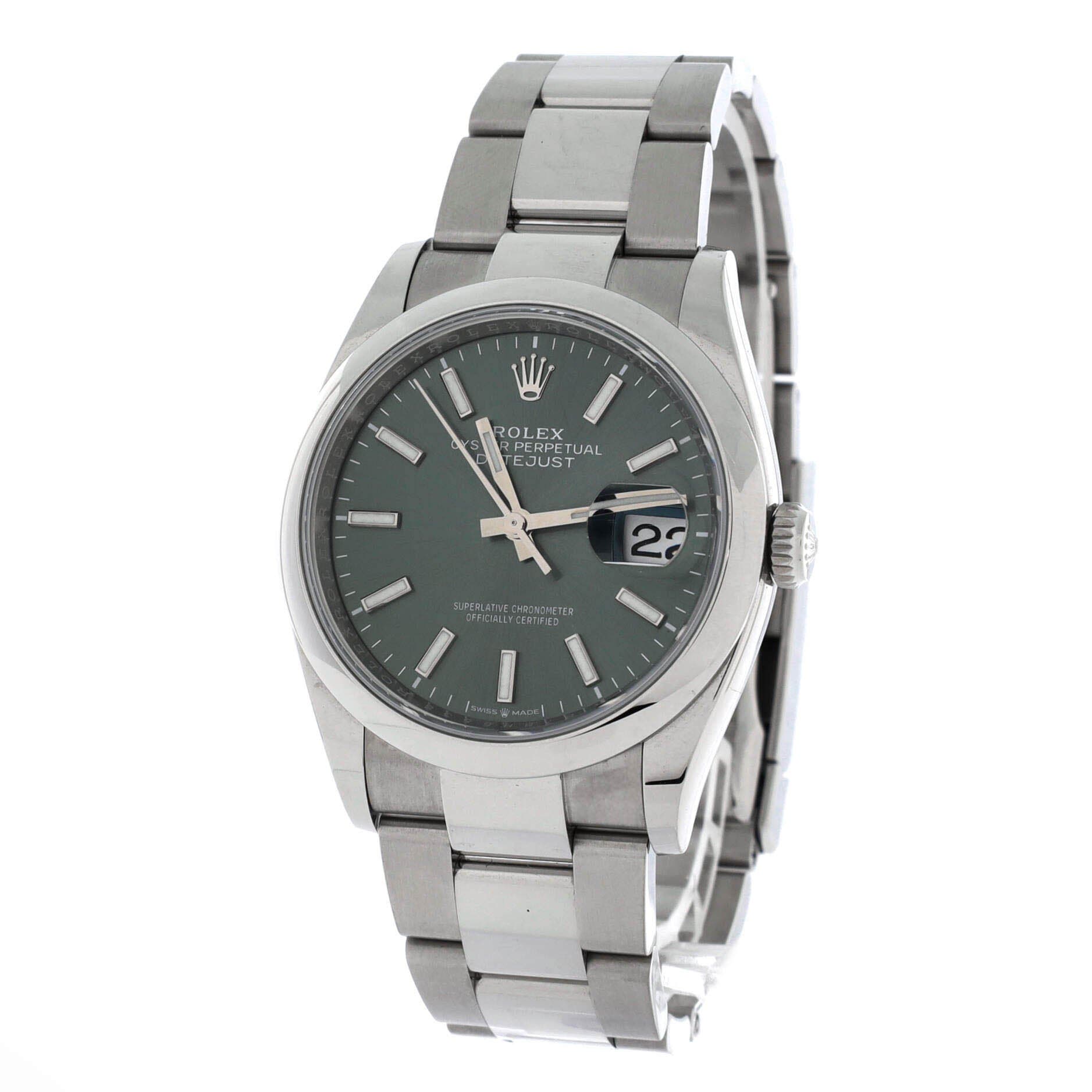 Oyster Perpetual Datejust Mint Green Automatic Watch Stainless Steel 36, Alternate, color, Metallic Silver