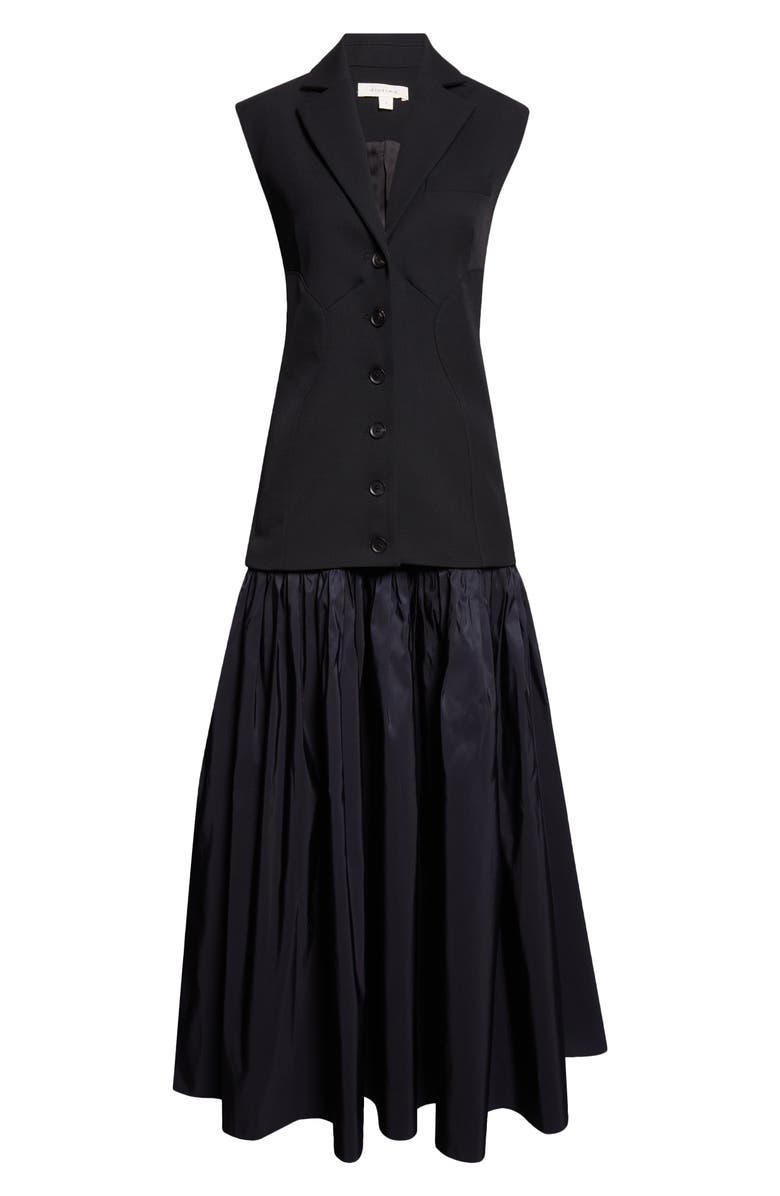 Diotima Convertible Wool & Silk Faille Waistcoat Dress, Alternate, color, Black