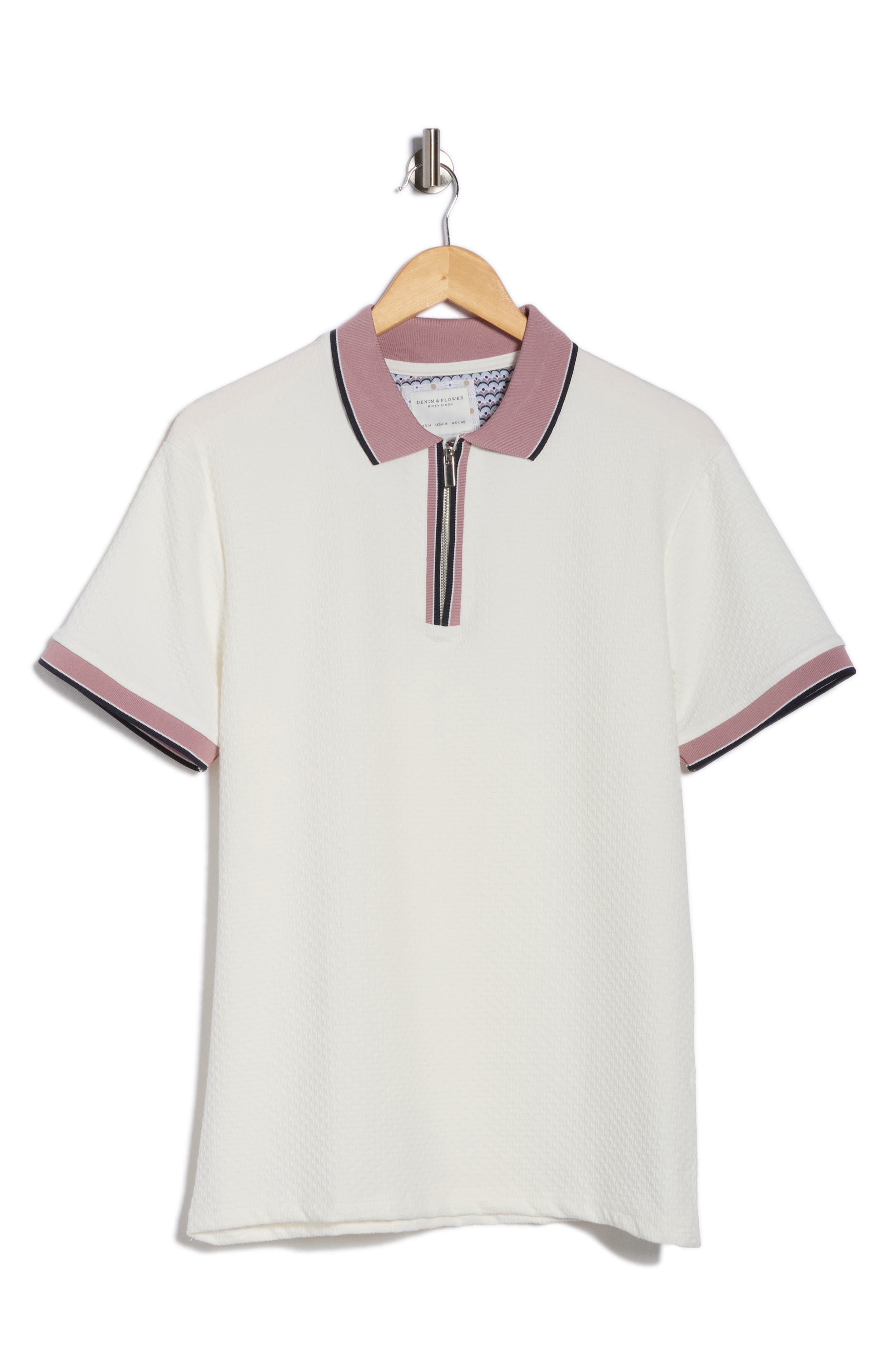 DENIM AND FLOWER Textured Quarter Zip Polo