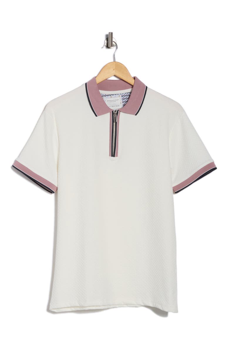 Textured Quarter Zip Polo, Alternate, color, OFF WHITE