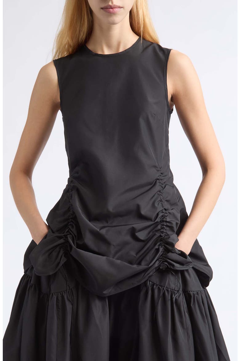 Unika Ruched Recycled Faille Top, Main, color, BLACK