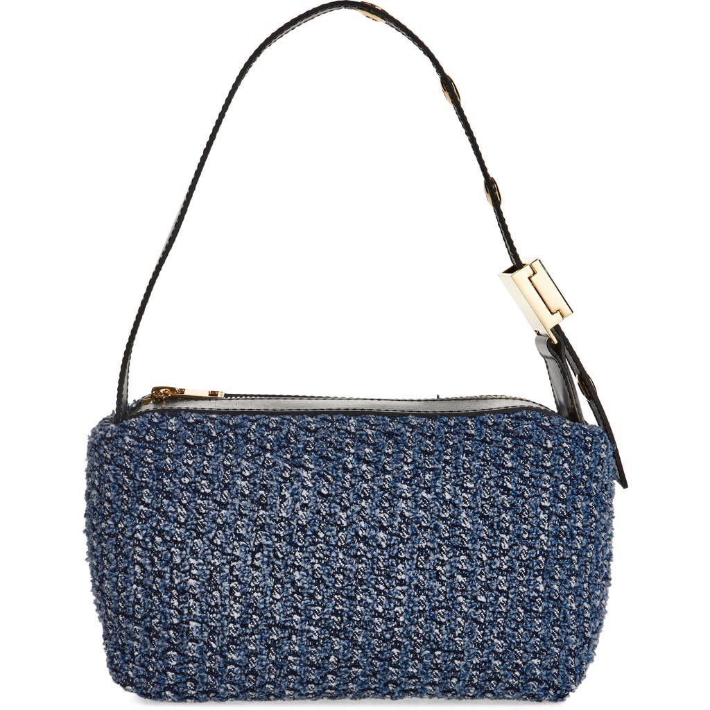 Sacai New Pochette Tweed Handbag In Indigo