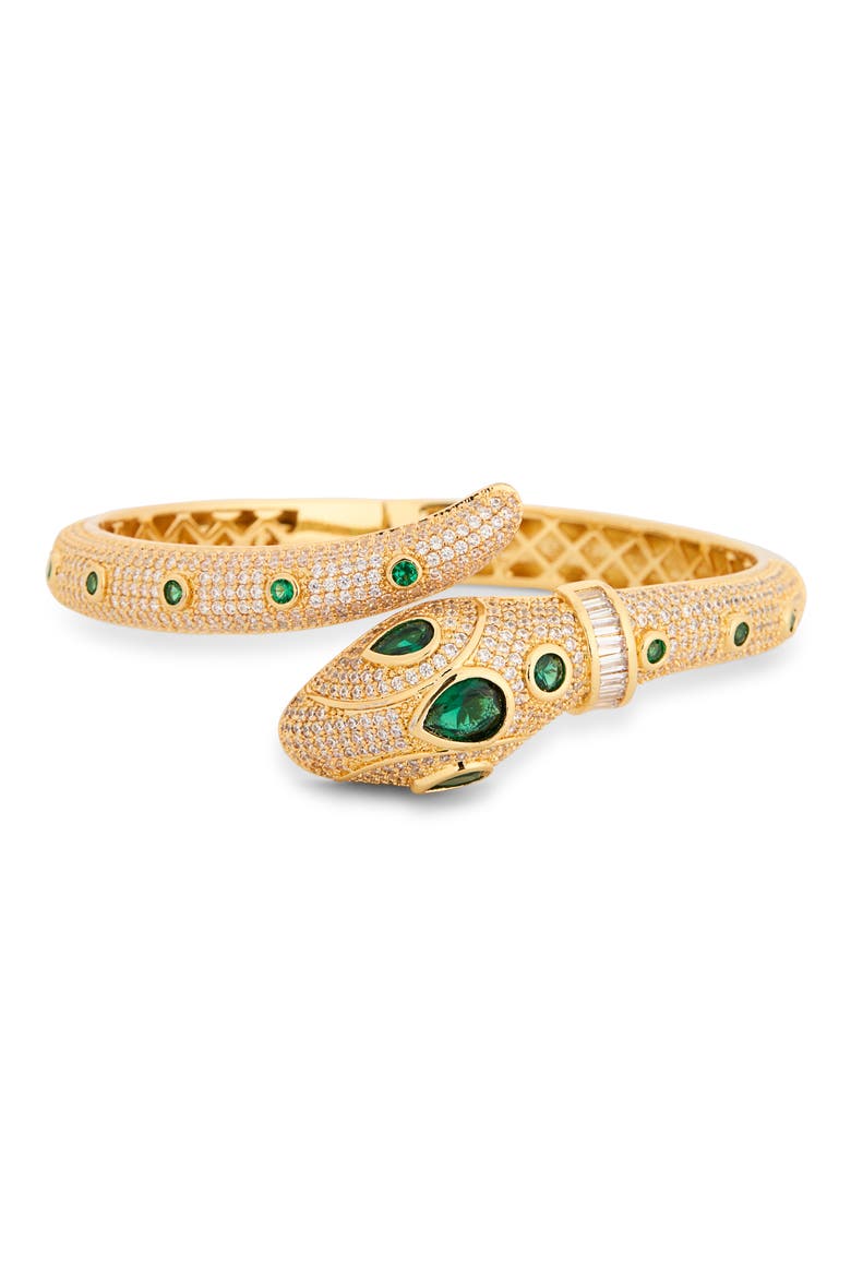 CZ Snake Cuff Braclelet, Alternate, color, GOLD