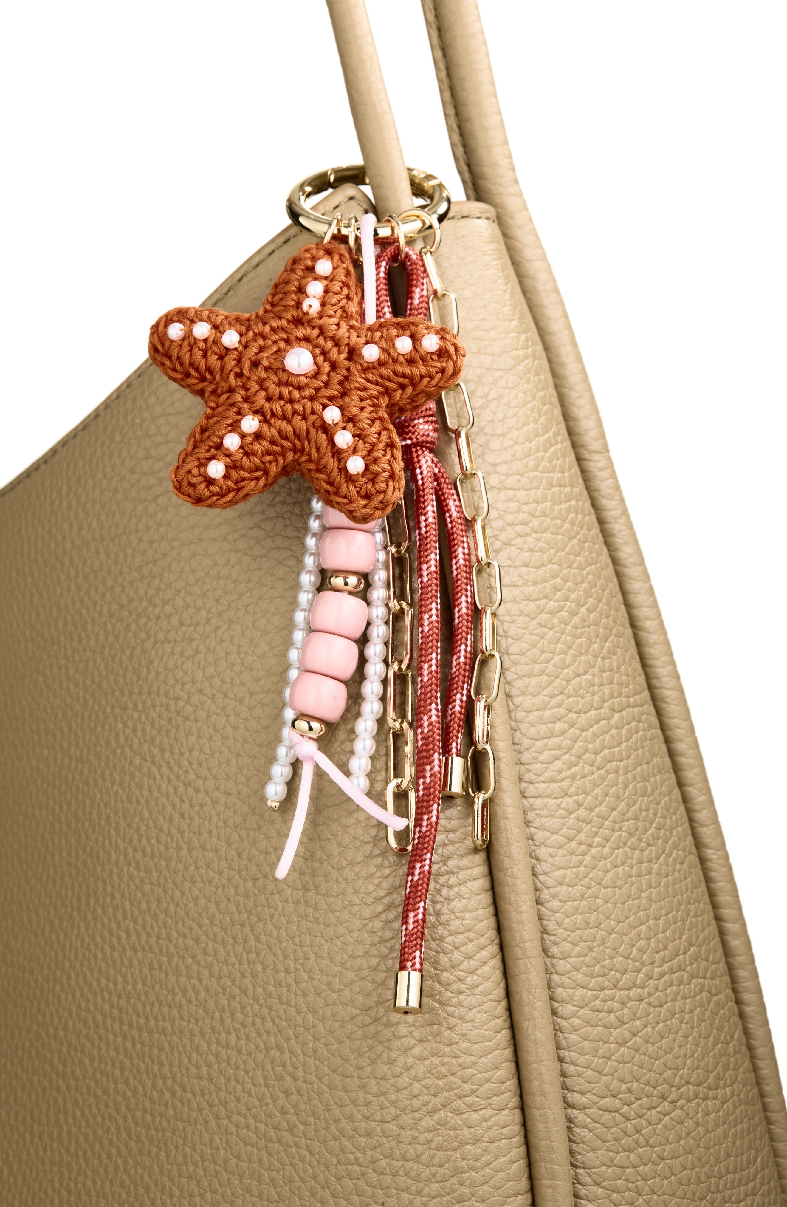 Chelsea28 Crochet Starfish Bag Charm, Alternate, color, Orange Multi- Gold