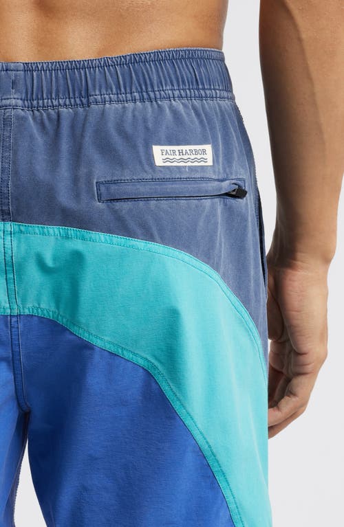 Fair Harbor The Bungalow Water Repellent Swim Trunks In Blue Currents
