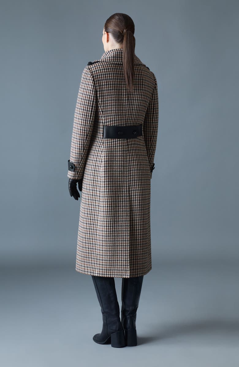 Mackage Elodie Houndstooth Double Breasted Coat, Alternate, color, Earth Brown Multi