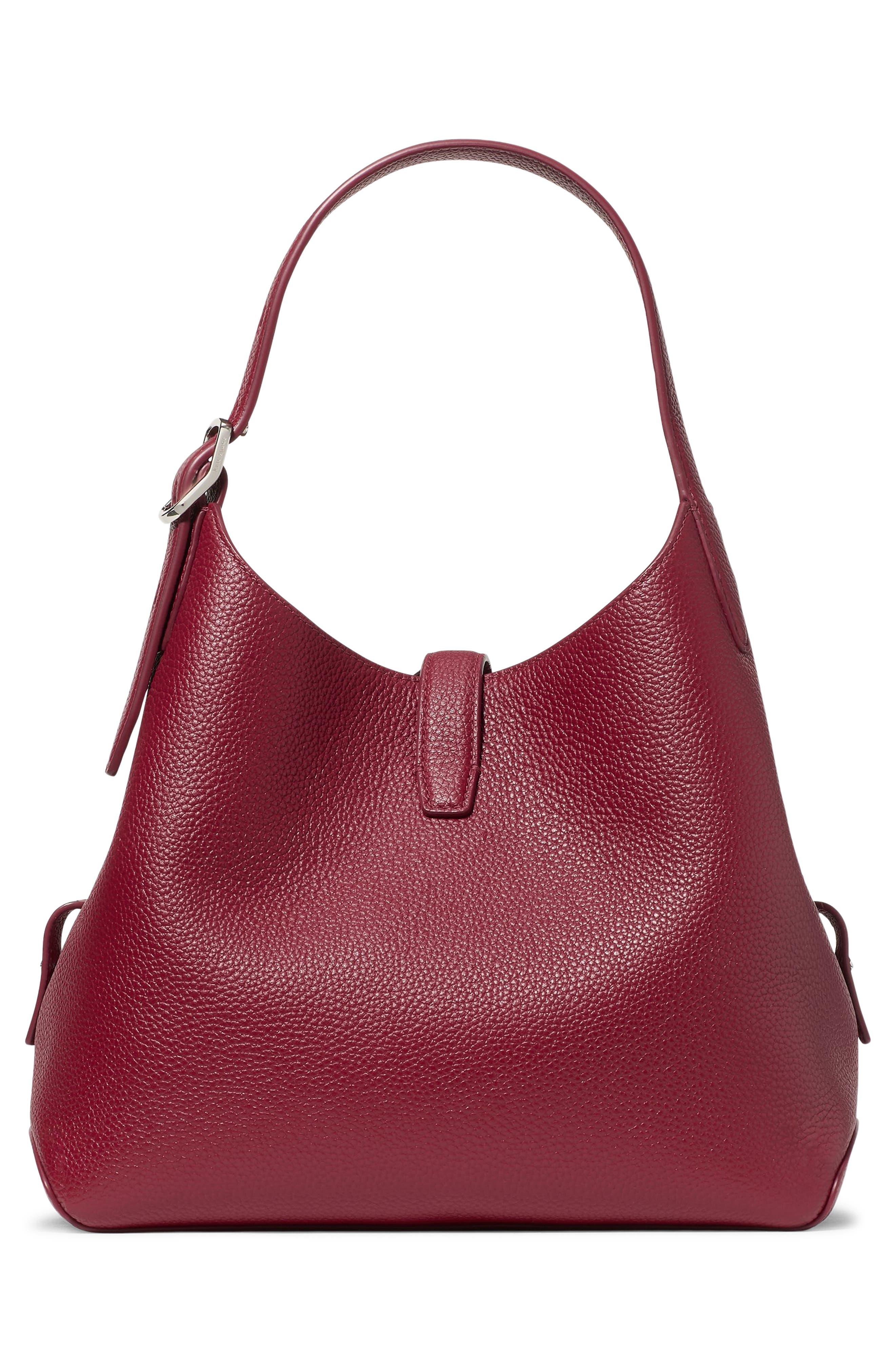 Kate Spade New York deco pebbled leather shoulder bag, Alternate, color, Red Jam