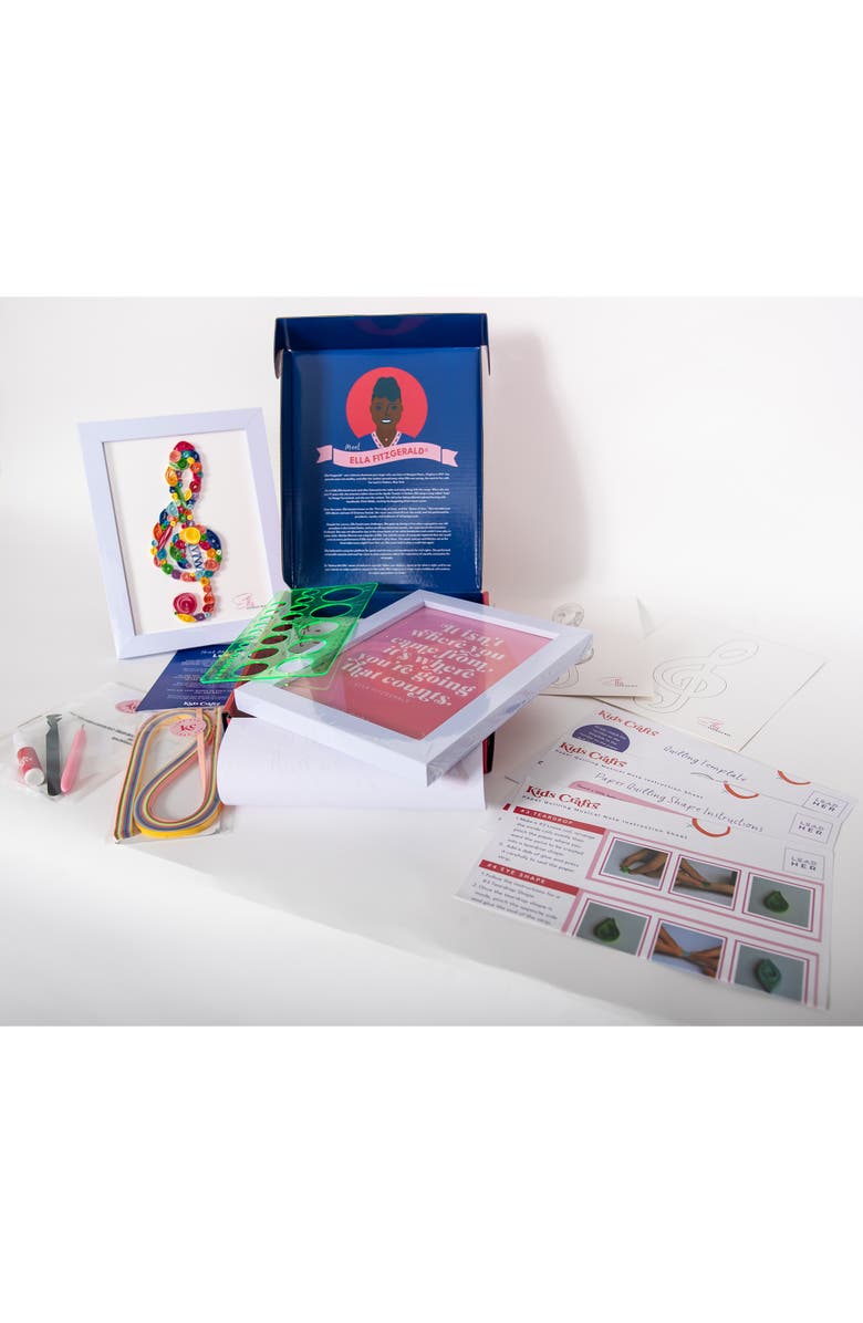 Kids Crafts Believe Like Ella Paper Quilling Music Note DIY Craft Kit w/ 6x8" Frame, Alternate, color, Multicolored