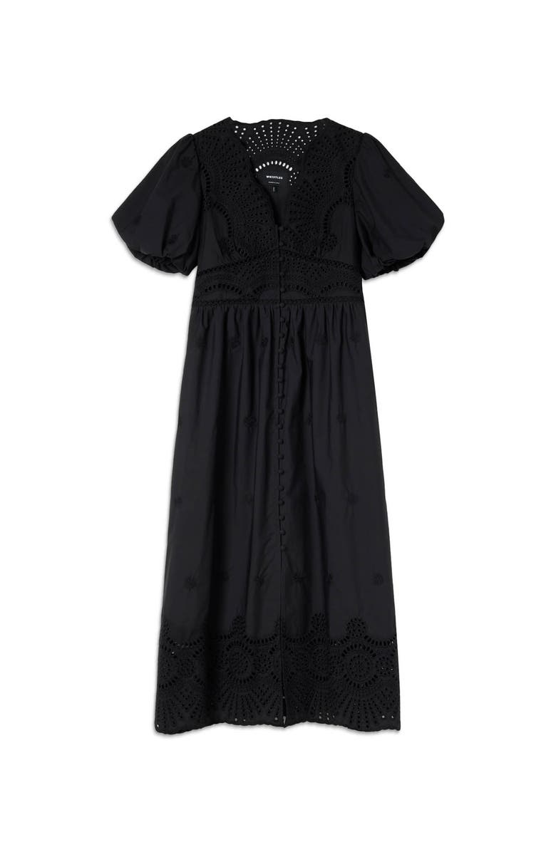 Whistles Cotton Broderie Dress, Alternate, color, Black
