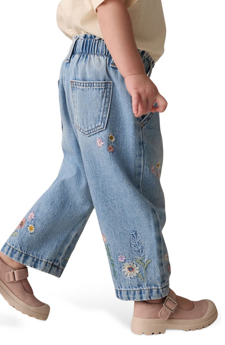 NEXT Kids' Bee Embroidered Wide Leg Jeans, Alternate, color, 