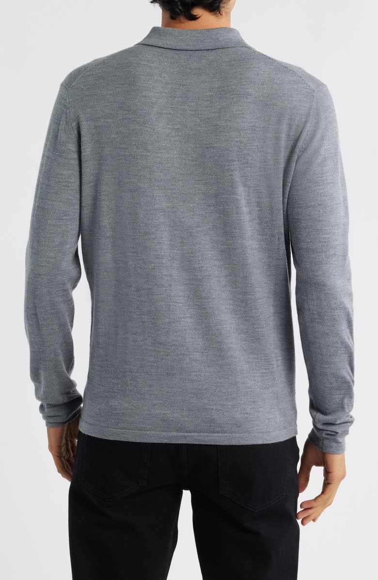 Robert Barakett Thomas Merino Wool Long Sleeve Polo, Alternate, color, Light Grey