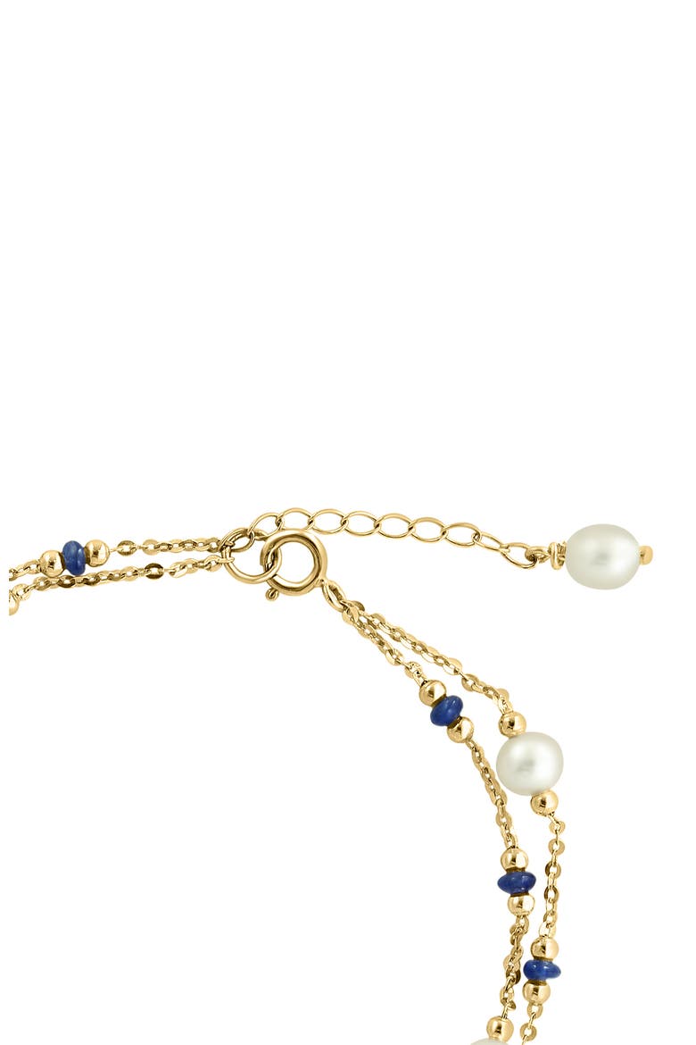 14K Yellow Gold ,Fresh Water Pearl,Sapphire Bracelet, Alternate, color, Hematite and FW Blush Pearl