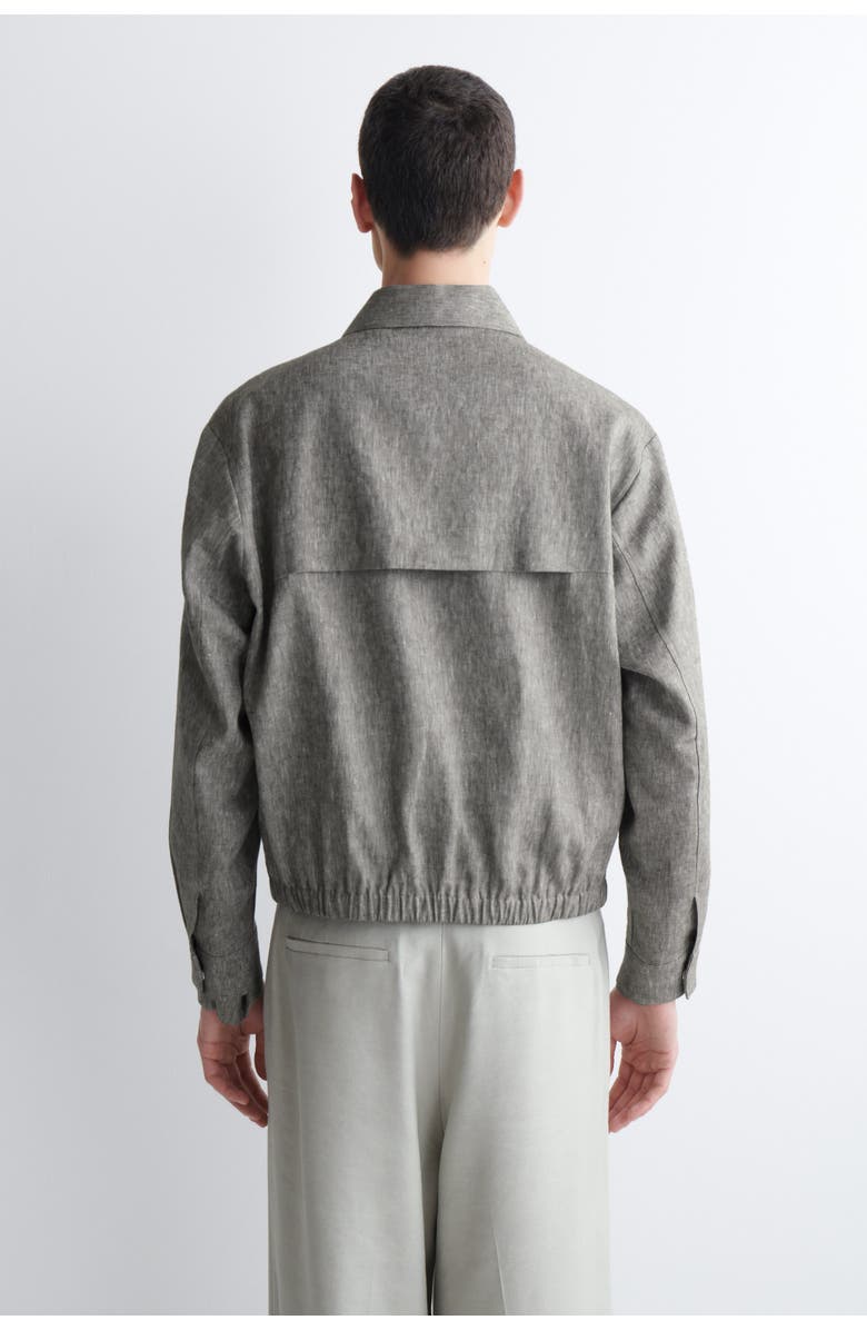 COS Linen Blouson Jacket, Alternate, color, Gray Mélange