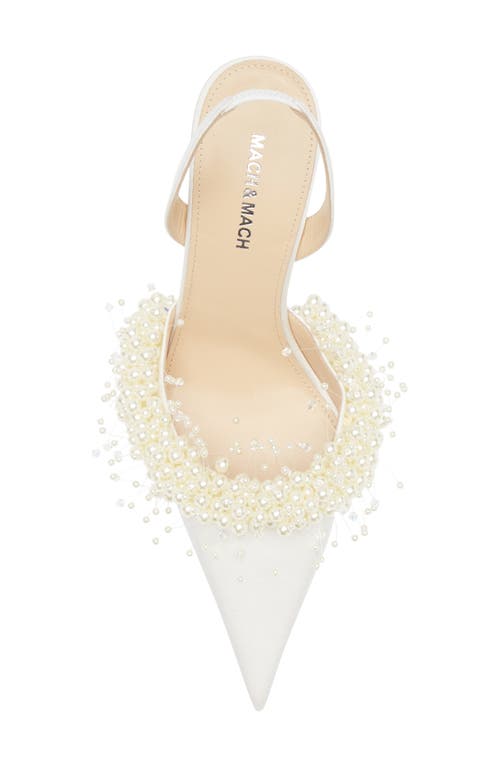 Mach&mach Mach & Mach Floating Faux Pearl Slingback Pump In White