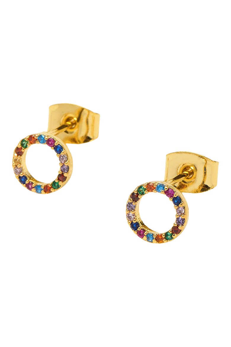 Cubic Zirconia Circle Stud Earrings, Alternate, color, GOLD