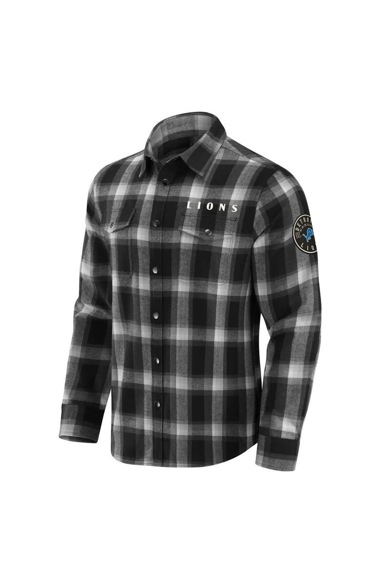 Darius Rucker Collection by Fanatics Men's Darius Rucker Collection by Fanatics Black Detroit Lions Flannel Plaid Full-Snap Shirt, Alternate, color, Black