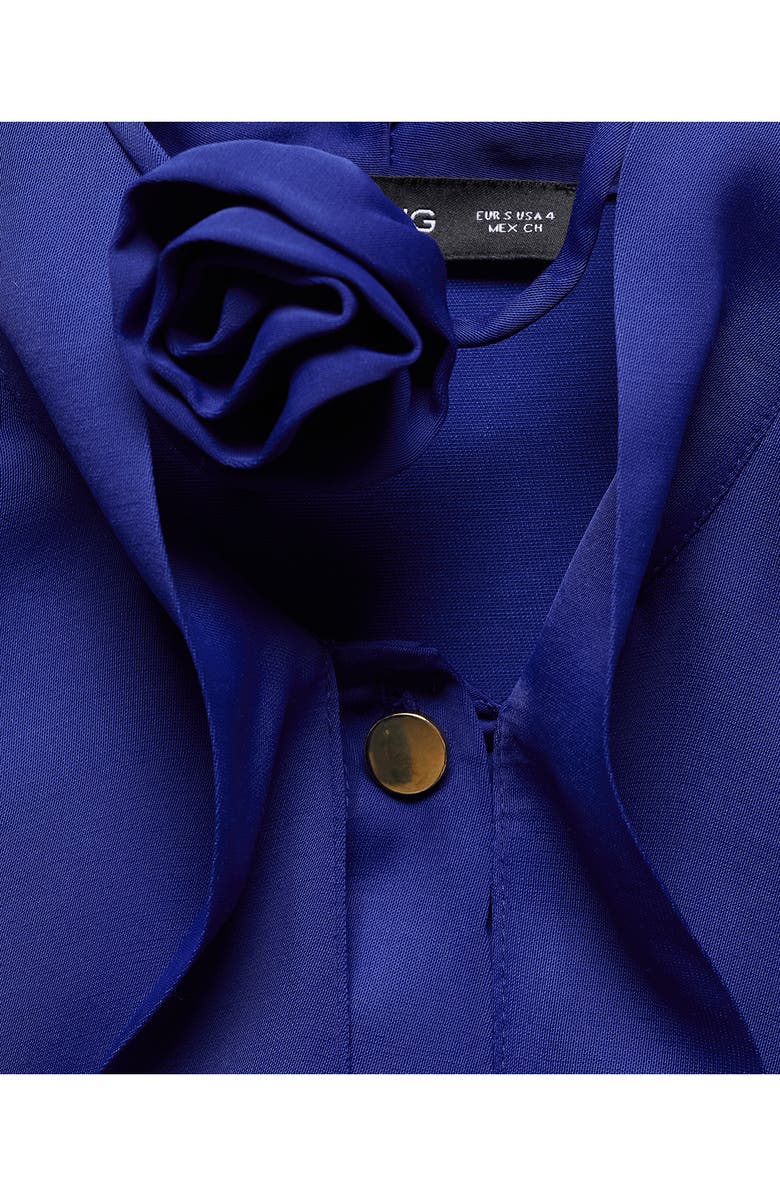 MANGO Flower Choker Tie Neck Button-Up Top, Alternate, color, 