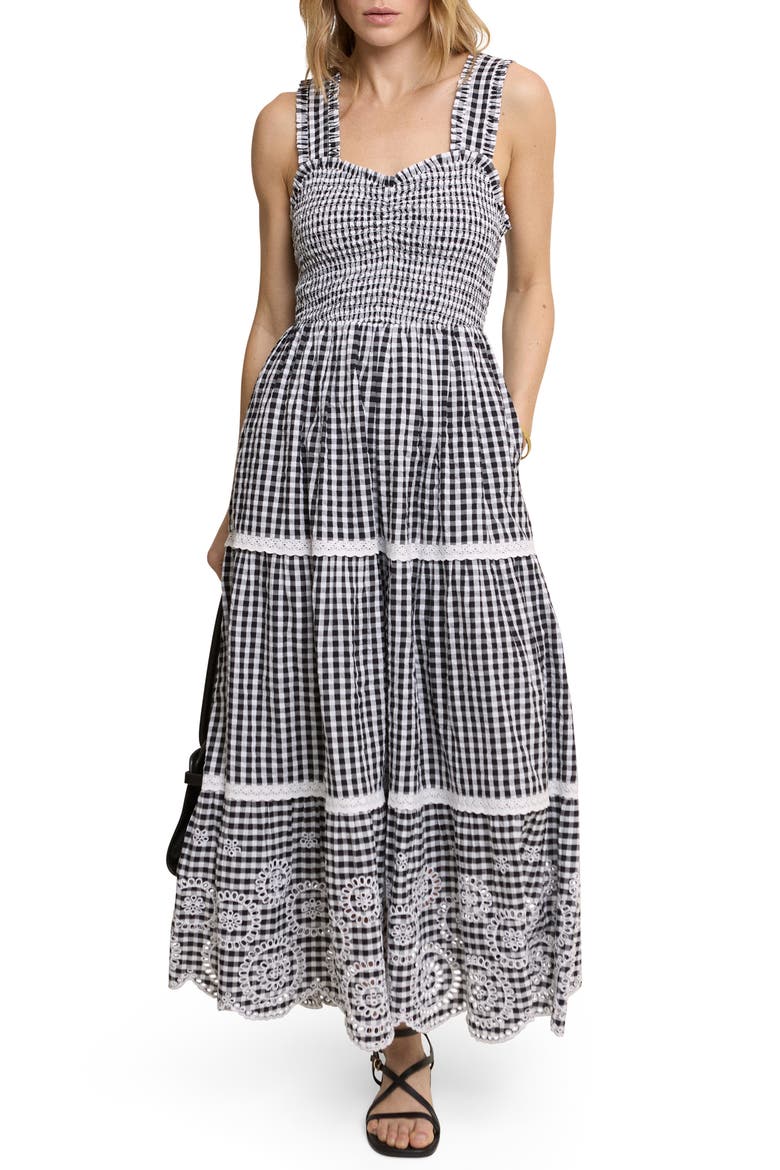 Darla Check Lace Sleeveless Maxi Dress, Main, color, BLACK