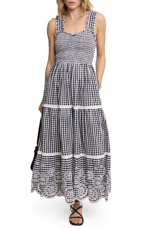 Darla Check Lace Sleeveless Maxi Dress