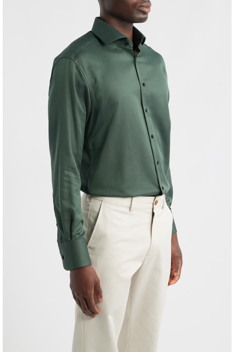 Modern Fit Solid Non-Iron Cotton Dobby Dress Shirt, Alternate, color, DARK GREEN
