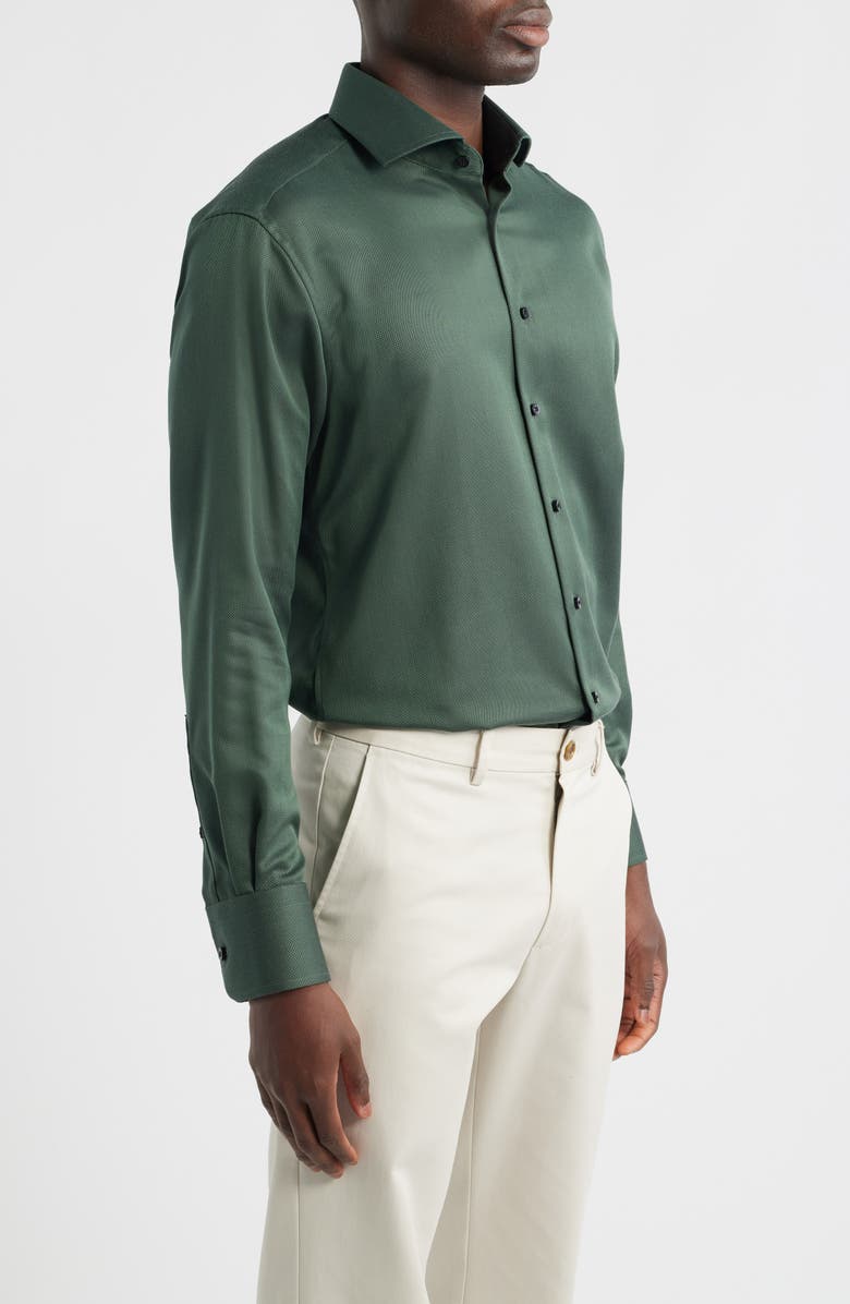 1863 by Eterna Modern Fit Solid Non-Iron Cotton Dobby Dress Shirt, Alternate, color, Dark Green