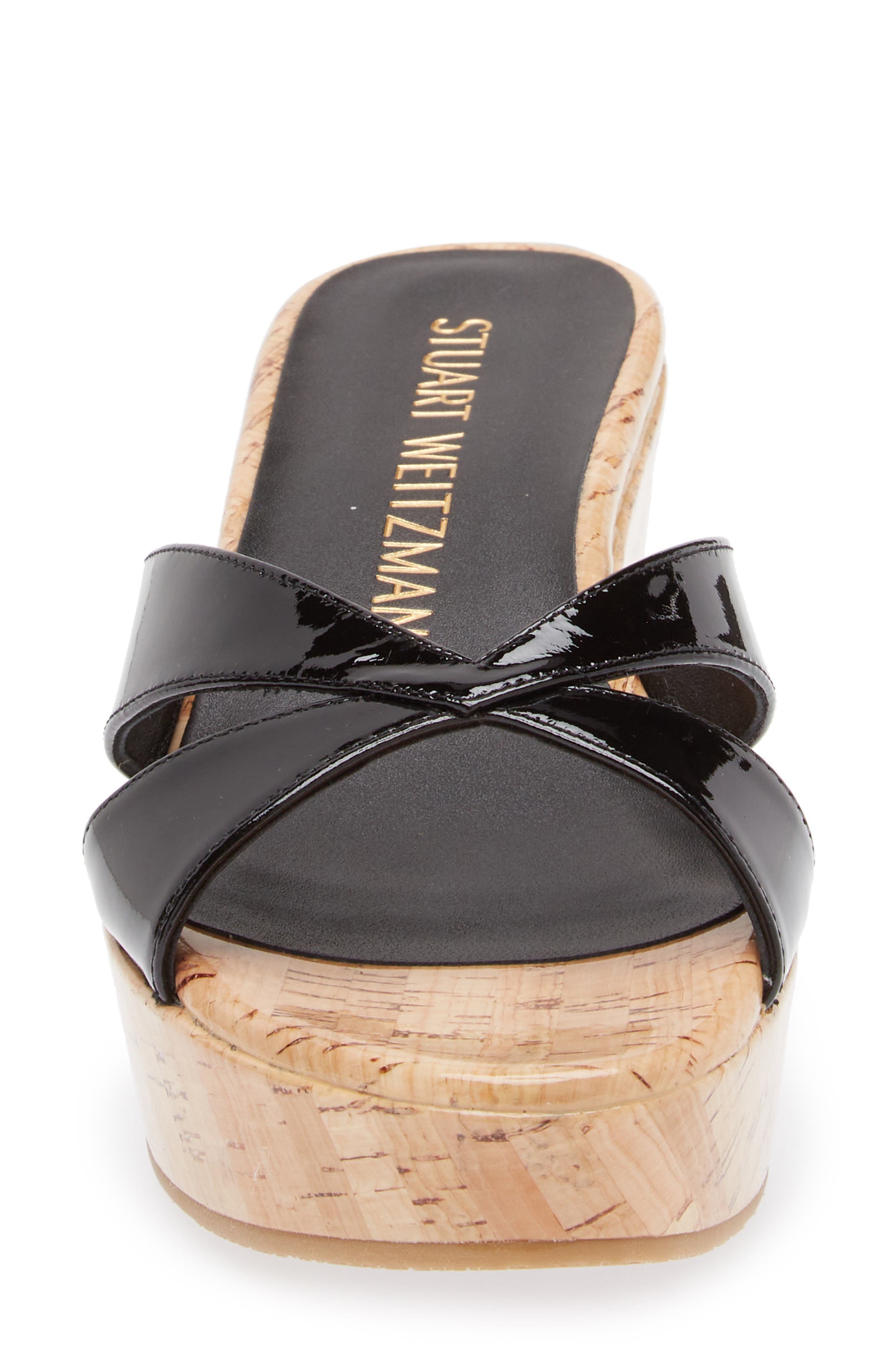 Stuart Weitzman Carmen Wedge Sandal, Alternate, color, Black