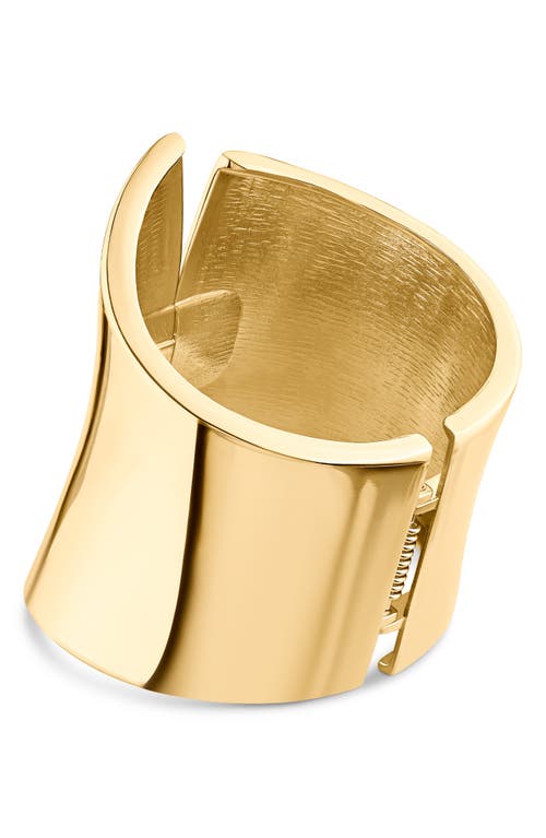 Jardin Wide Hinged Asymmetric Cuff Bracelet In Gold