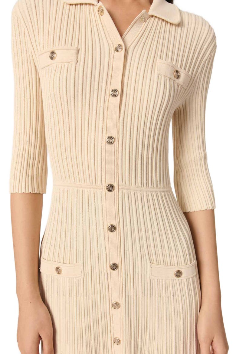 Sequin knit midi dress, Alternate, color, Beige