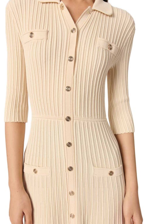 Maje Sequin Knit Midi Dress In Beige