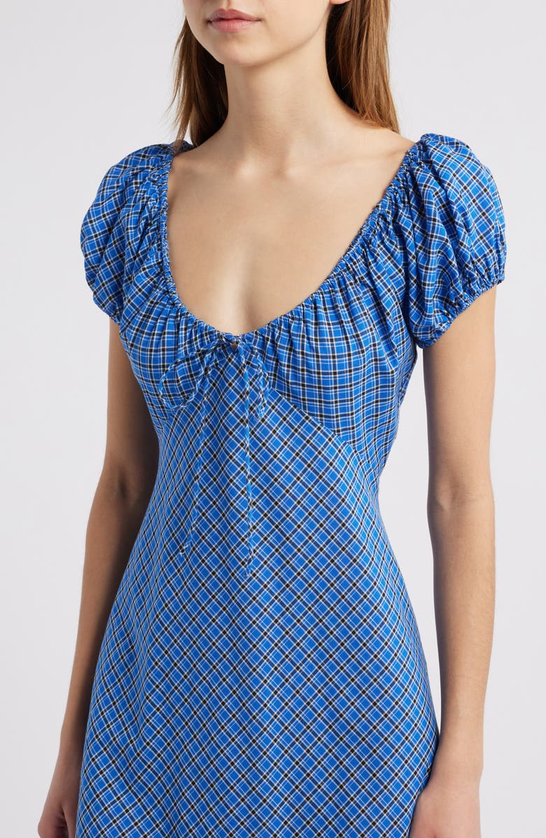 DÔEN Sofia Check Organic Cotton Voile Midi Dress, Alternate, color, Cassis Check