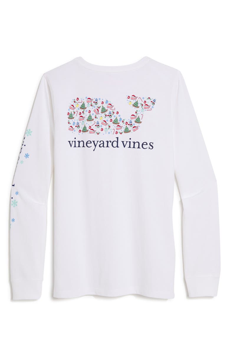 vineyard vines Santa Holiday Whale Cotton Long Sleeve Graphic T-Shirt, Alternate, color, White Cap