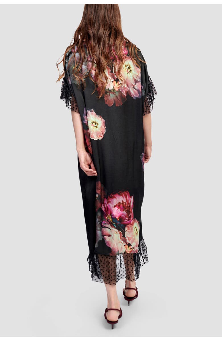 Alembika Romantic V-neck mixed floral midi dress, Alternate, color, 