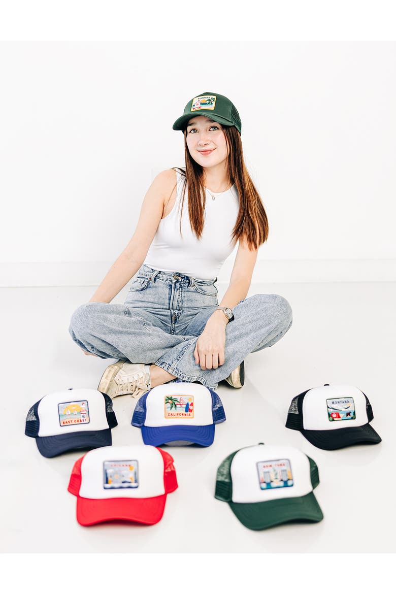 Florida Postcard Trucker Hat - Adult, Alternate, color, Red & White